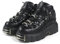 DONLIS Damen High Heel Stiefel,Heavy Metal Rock Style Lederschuhe,Gothic Plateaustiefel,Punk Chunky Heel Schnürstiefeletten,Schwarz,38