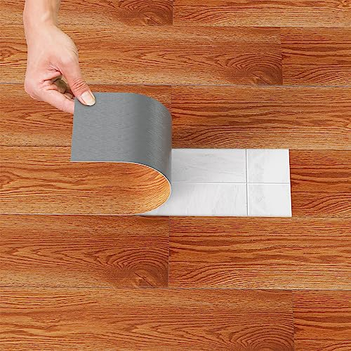 Eulenke PVC Bodenbelag Selbstklebend Vinylboden ca.10m², Rutschfeste Dekor, Selbstklebende Dielen für Fußbodenheizung, Wasserfest Schwer Entflammbar Holzoptik(70 Fliesen, Eiche Classic Warm)