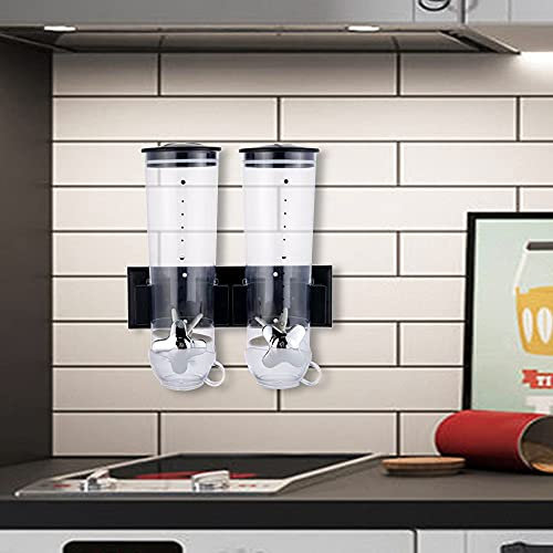 DSYOGX Distributeur de céréales, double 3 l, en plastique, pour céréales, bonbons, grains de café, noix, 29 x 15 x 30 cm, noir