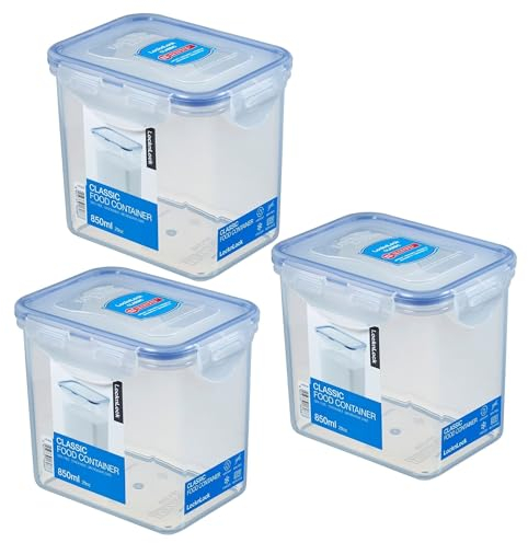 LocknLock 3er Set HPL808 Vorratsdosen - Frischhaltedosen 850 ml - Maße (LxBxH): 135 x 102 x 118 mm - Geeignete Dosen zum Einfrieren und Mikrowelle - Lock and Lock Dosen Food Box Meal-Prep-Boxen
