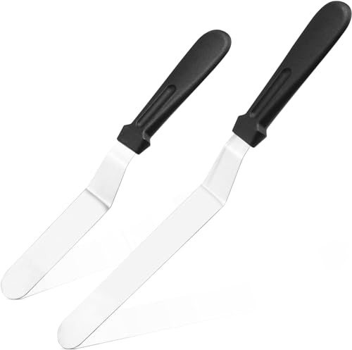 2 Pcs Palette Knife Baking, Palette Knife for Cake Decorating, Stainless Steel Angled Spatula, Offset Spatula for Cake Decorating Smoothing Icing and Cooking Frosting Pastries(2 Size)