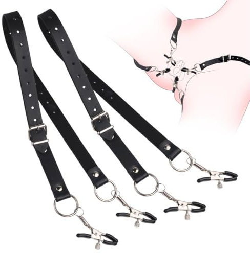 Non-Piercing Adult Nipple Pinches Stimulator Bondage Adjustable Breast Clamps Sex Pleasure Fetish BDSM Foreplay Flirting Clitoral Clamp Toy for Women Men Yoga Sweater-WY6-574