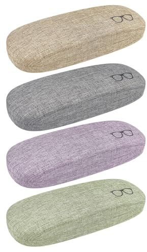 Maxentico Custodia Occhiali(4Pcs), Rigida Occhialini Nuoto Astuccio Portatili, Grande Protettivi Custodie, da Vista Cerniera Rinforzata, per Occhiali e Occhiali da Lettura, per Uomo Donna