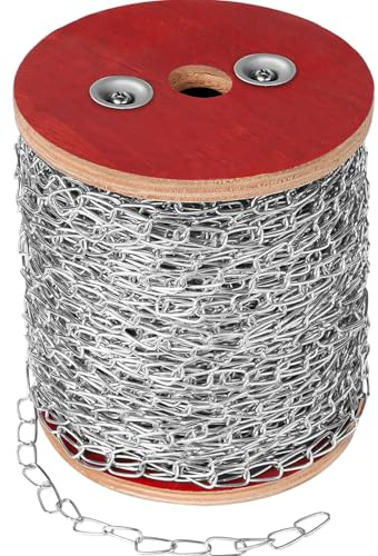 VAIPI 262 ft Jack Chain Galvanized Iron Link Chain Metal Coil Chain Utility Chain Roll Spool for Hanging Basket, Bird Feeders, Light Fixture, Camping, Pet Towing, Artworks (1.42 mm * 80 m)