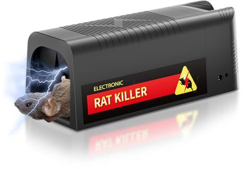 Piège à souris électrique 2000 V - Piège à rats électrique professionnel avec gouttière d'appât - Piège à rats électrique avec protection occultant - Pour rats, souris, campagnols