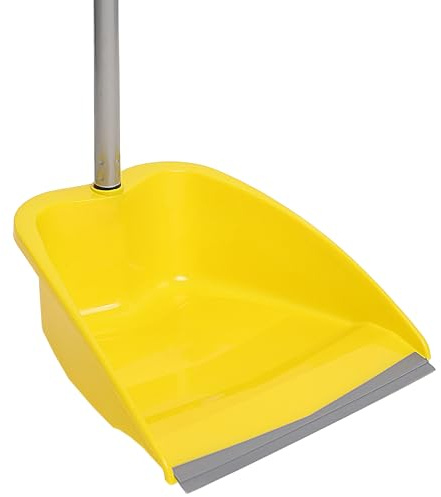 Maya - Recogedor de Basura MAX en PP con Labio de Goma y Palo Metálico para Limpieza del Hogar | 26x25x80 cm | Resistente y Estable con Sistema Antivuelco (Amarillo)