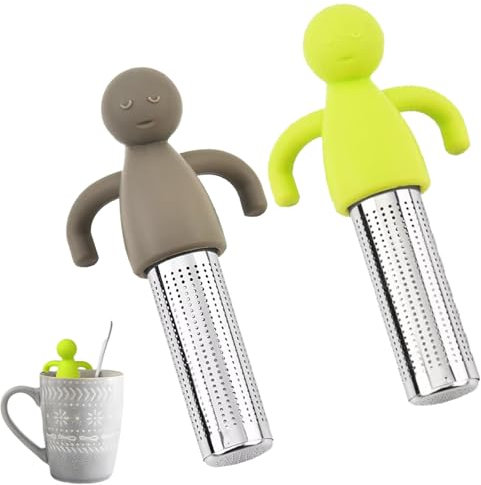 2 Pcs Loose Tea Infuser, Stainless Steel Tea Strainer for Loose Leaf Tea, Tea Infuser for Teapots, Cups, and Mugs（Brown, Green）