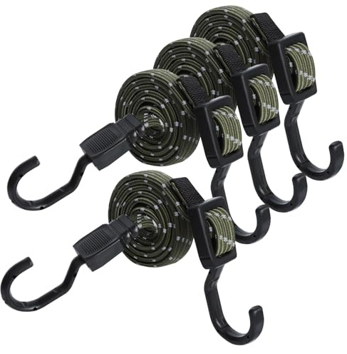 AiQInu Tendeurs Elastique avec Crochets 4 Pièces, 100cm Réglable Sandow Elastique pour Bagages, Barres de Toit, Bâche, Cargaison Mobile, Camps, Bâches