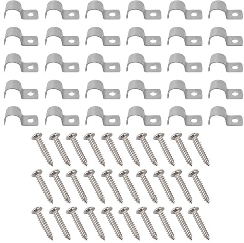 30 Piezas Abrazaderas, Clips Para Cables Abrazaderas Metalicas de Tubo en U con Tornillos Grapas Cables Pared Acero Inoxidable Grapas para Cables Pared para Fijar Cables Alambres y Tubos(6mm)