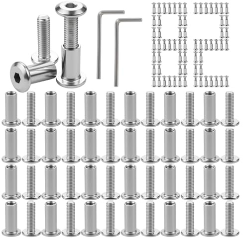 40 Pezzi M4x10mm Viti di Collegamento Vite per Mobili Raccordo Viti Giunzione Mobili (20 Vitis per Mobilis 20 a Manicotto 2 Chiave Esagonale) 304 Inossidabile per Armadi Credenze Assi di Legno