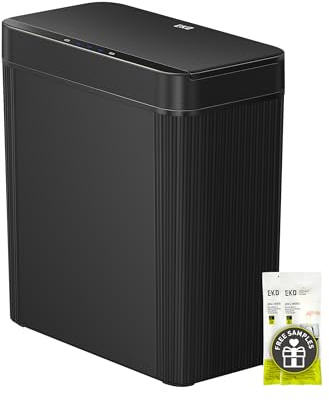 EKO Brio 10L/2.6 Gallon Motion Sensor Trash Can, Automatic Touchless Bathroom Garbage Bin, Waterproof Smart Trash Can for Kitchen, Bedroom, and Office, Black