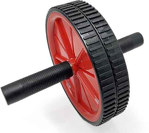 G5 HT SPORT [Roue double abdominale avec poignées antidérapantes] rouleau abdominal core entraîneur ab roue entraînement maison gym dos épaules bras compact prise sûre stable (noir/rouge)