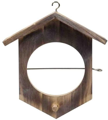 GARDIGO® Supporto in Legno per Palle di Grasso | Mangiatoia per Uccelli da Appendere con Asta in Metallo | per Mele e Mangime per Cince | Mangiatoia con Tetto per Balcone e Giardino