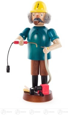 Rudolphs Schatzkiste Smoking man electrician height of approx. 17 cm Erzgebirge smoke man smoking figure