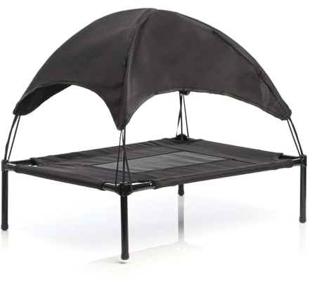 Wiltec Hundebett mit Dach Schwarz 60 x 45 x 16 cm Größe S bis 15 kg Outdoor Katzenliege Haustier Schlafplatz Sonnendach