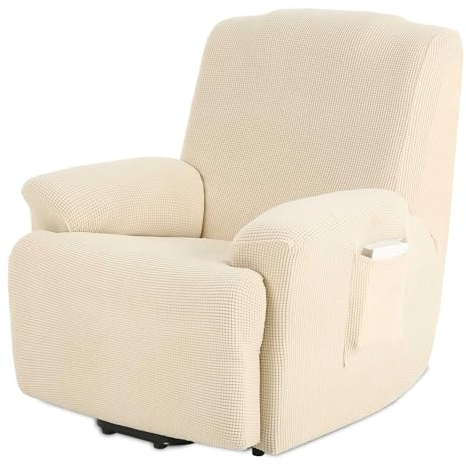 TIANSHU Funda Reclinable de 1 Plaza, Fundas Reclinables Elásticas, Protector Funda Sillón Relax, Funda Cubre Sofá, Fundas de Sofá Lavables y Elásticas para Muebles (Beige)