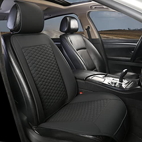 Black Panther Sitzauflage Auto, PU-Leder Autositzbezüge Vordersitze, mit Kopfstützenabdeckung, Fit 95% Autos, Limousine, SUV, Pickup, Van-Keine Heizung-Keine Heizung (1 Stück -Schwarz)