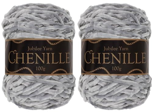 JubileeYarn Chenille Yarn - Worsted Weight - 100g/cake - Mother of Pearl - 2 Cakes