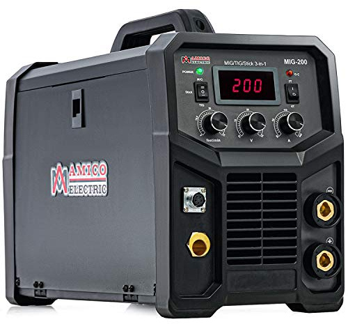 Amico MIG-200, 200-Amp MIG/MAG/Flux-cored/Lift-TIG/Stick Arc DC Inverter Welder, 115/230V Dual Voltage Welding, Compatible Spool Gun: SPG15250