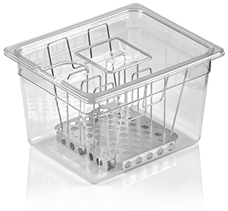 Mahlzeit Sous Vide Set, GN Behälter inkl. Deckel und Gestell | Verstellbar Professionelles Gestell zum Garen, Spareribs Halter, Ideal für Fisch und Fleisch, Sous-Vide, Gastronormbehälter