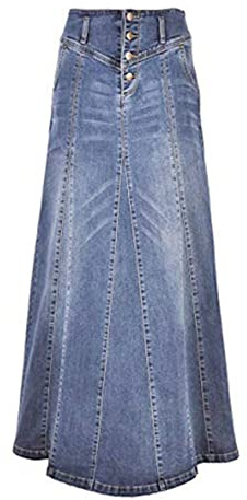 Printemps Nouvelle Jupe en Jean Taille Haute Paquet Hanche Longue