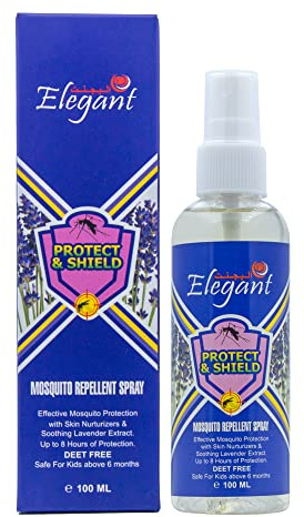 Elegant Mosquito & Tick Repellant Spray – 100ML – Soothing Lavender – Deet Free – Tick, Insect & Mosquito Repellant, 8H Protection, Protect & Shield Spray | DEET-Free Spray Safe for Kids*