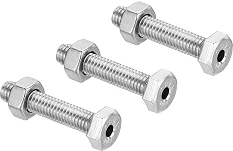 PATIKIL 3 set M6 x 30 mm ihålig utsida hexagon skruv cylindrisk lampa gängskruvar genom hålskruv med mutter 304 rostfritt stål