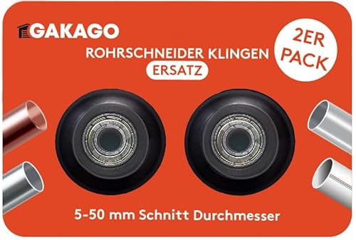 Gakago Rohrschneider Ersatzklingen für 5-50mm und 6-70mm (2er Pack) - Für alle gängigen Metalle wie Edelstahl, Kupfer, Aluminium, Stahl oder Kunststoff (bspw. PVC & PE) aus langlebigem Werkzeugstahl