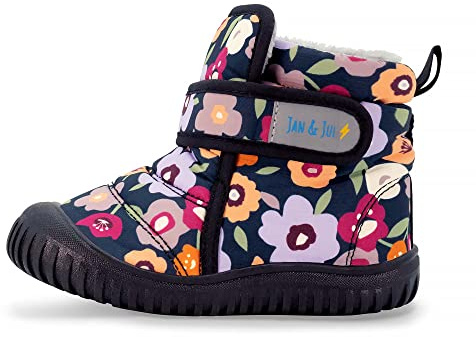 JAN & JUL Girl Snow Boots (Winter Flowers, UK Size 5 Toddler)