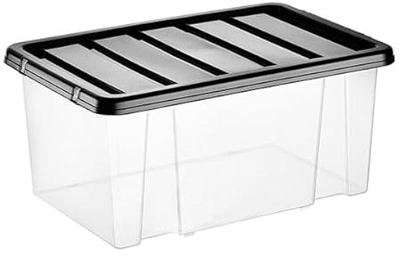 VTL® PLASTIC STORAGE BOXES WITH LID - BLACK LID - 17 SIZES - HOME - BEDROOM - GARAGE - OFFICE - SCHOOL - STORAGE - NESTABLE - STACKABLE (8 LITRE, 1 BOX)