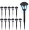 Relaxdays Solarlampen 12er Set, LED Solarlicht mit Erdspieß, HD: 39 x 11 cm, Moderne Gartenbeleuchtung, draußen, schwarz, Kunststoff, Pack