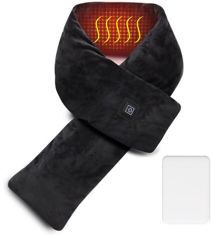 Neck Heating Pad Heated Scarf Rechargeable,Heating Pad for Neck Pain &Stiffness Relief,Heated Neck wrap Warmer with 7000mAh Power Bank,Cordless Thermal Neck Brace,Gifts for Women (Black)