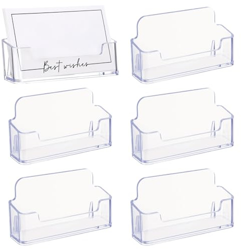 Partideal 6 Pcs Business Card Holders,Office Clear Business Card Stand,Desktop Front Desk Display for Women and Man,Personalised Acrylic Card Holders Fits for Placing 40 Business Cards