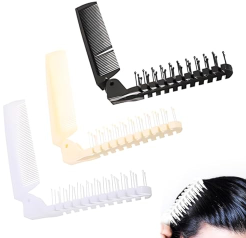 LAKJUOZ 3 Pezzi Piccola Pieghevole Spazzola Per Capelli Spazzola Per Capelli Viaggio Spazzola Per La Testa Di Massaggio E Pettine A Denti Fini Pettine Tascabile Per Bambini E Adulti Non Tira I Capelli