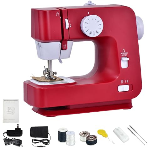 Mini Macchina da Cucire Compatta per Principianti, Macchina Portatile a Doppia Velocità, Macchina da Cucire Computerizzata con Controllo della Velocità, Kit da Cucito per la Casa, Viaggi, Fai da Te a