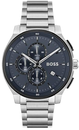 BOSS Chronograph Quarz Uhr für Herren Kollektion Peak 2.0 mit Silbernes Edelstahlarmband - 1514189