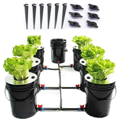 OUKANING Système de culture hydroponique avec 20 l x 6 seaux - Système de culture hydroponique DWC avec pompe à eau - Système hydroponique de jardin