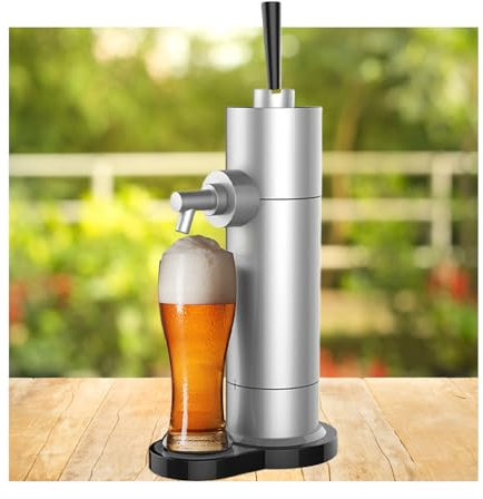 Draft Beer System with Mini Kegerator Beer Dispenser and Foam Maker Beer Tap Machine for Bars and Home Use Convert Any Can into Draft Beer for Beer Lovers Silver