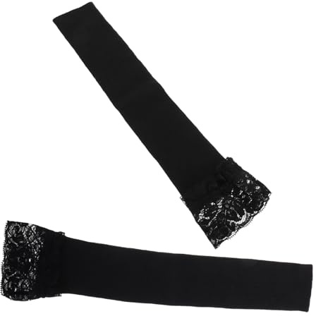 Beaupretty Armvärmare för kvinnor fingerlösa spetshandskar svarta stickade armbågshandskar med spets armvärmare för vår och höst håller armarna varma