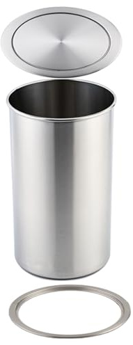 Cubo de Basura Empotrado de encimera, Tapa abatible de Acero Inoxidable para Banco de Trabajo, Cubo de Basura Integrado con Tapa abatible, Tapa Cuadrada cepillada para Basura de Cocina, 304