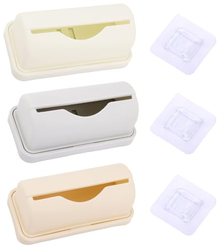 3pcs Trash Can Liner Dispensers, 3 Color Wall Mounted Garbage Bag Organizer Kit No Punching Required Small Bin Liner Dispenser for Bottom of Can Bathroom Under Sink & Cabinet