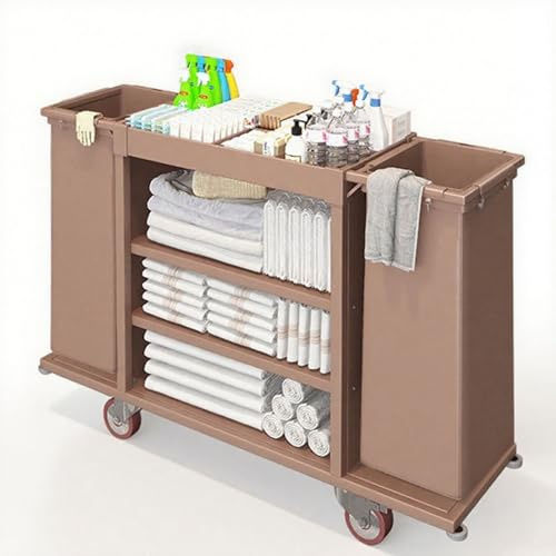 Carro de limpieza comercial, carrito rodante resistente con ruedas silenciosas, organizador de suministros de limpieza, soporte para trapeador, carro de suministros de limpieza de gran capacidad