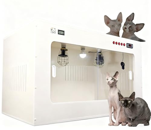 RETRIN Incubateur pour Chiots et Chatons,avec Contrôle Précis du Chauffage,Panneau LED Multifonction,Surveillance de Température et l'Humidité,avec éclairage LED 60 * 50 * 50cm