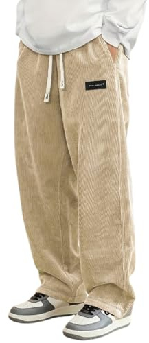 Celanisai Pantaloni in velluto a coste da uomo, foderati, caldi, cordoury, pantaloni per il tempo libero, casual, elasticizzati, in vita da jogging, pantaloni giapponesi, taglie grandi, per la casa