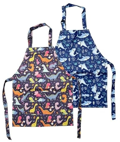 OYIWINMI Tablier De Peinture Pour École, Lot De 2 Tabliers Enfants 2-6 Ans, Garçon Avec Poches, Imperméable Pour Peinture, Gouache, Bricolage, Cuisine, Arts Plastiques