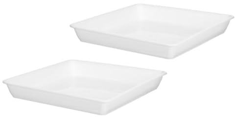 LABRIMP Platillo Cuadrado de Plástico Blanco para Macetas 2 Piezas | 9,82 Pulgadas, Construcción Engrosada, Uso en Jardinería Exterior para Suculentas y Bonsái