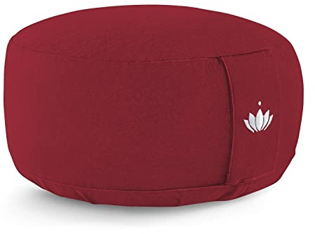 Lotuscrafts Yoga-Meditationskissen Lotus, Höhe 15 cm, Deltenfüllung, waschbarer Bezug aus Baumwolle, Zafu Meditation, rundes Bodenkissen, Yoga-Kissen, Meditation Cushion, GOTS-Zertifikat