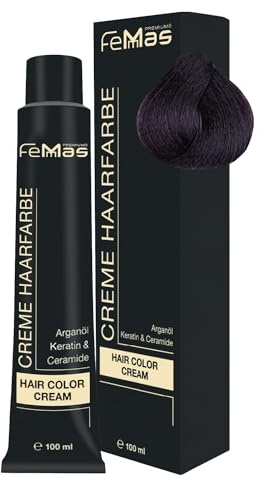 FemMas Haarfarbe Tief Violett 2.2 I Creme Haarfarbe mit Arganöl, Keratin & Ceramiden I Als dauerhafte Haarfärbung oder Tönung für strahlende, haltbare Farbergebnisse I 100 ml