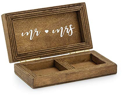 pd Hochzeitsringe Holzbox MR&MRS Holz Truhe Schatulle 10x6cm Ringkissen Alternative Landhaus Hochzeit Deko Ringbox Ringkiste Ringträger Ringschatulle Trauringbox Trauung Hochzeitsdeko