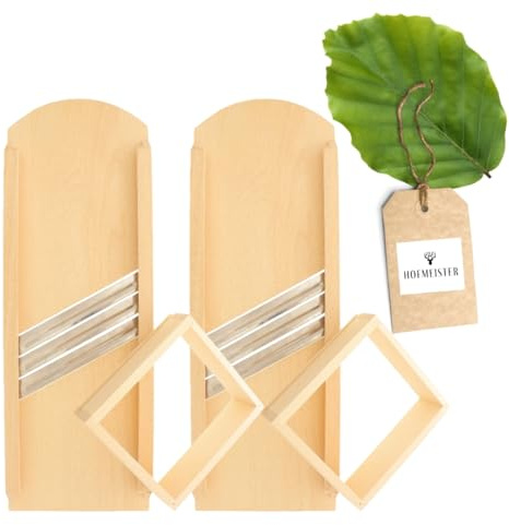 Hofmeister®, 2 affettatrici per cavoli, 55 cm, taglio sicuro di teste di cavolo e verdure grazie alla slitta mobile, affettatrice per crauti, erbe rosse e caveslaw, made in EU, in legno di faggio